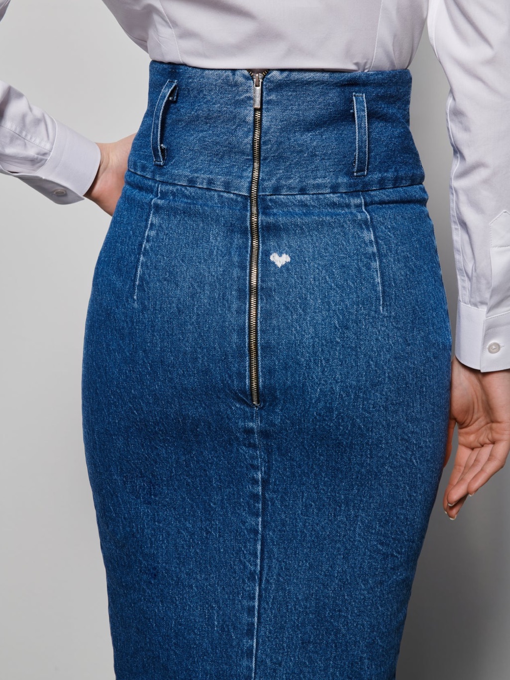 Kkoncept Women's 1970 Dark Blue Denim Fitted Pencil Skirt Size 40